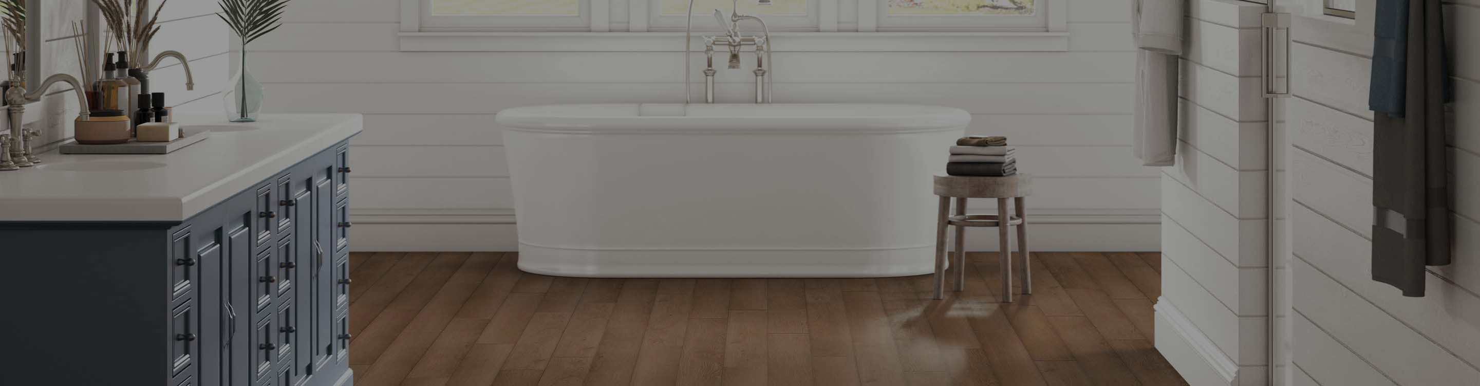 wood flooring in bathroom